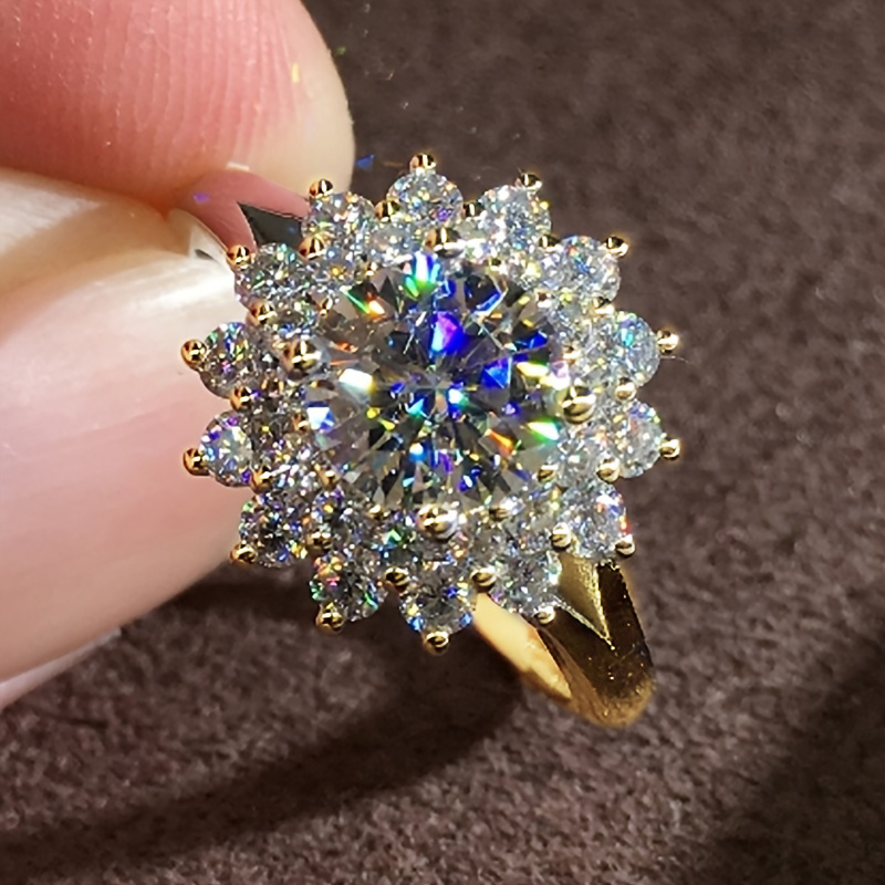 Women's Flower Shape Zirconia Engagement Ring Set - Wedding Bridal